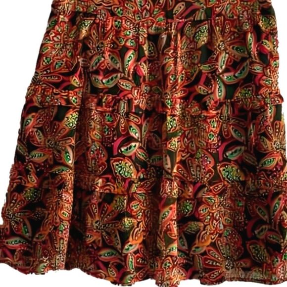 J Crew Skirt Tiered Ruffle Layer Romantic Art Floral Print - Picture 1 of 8